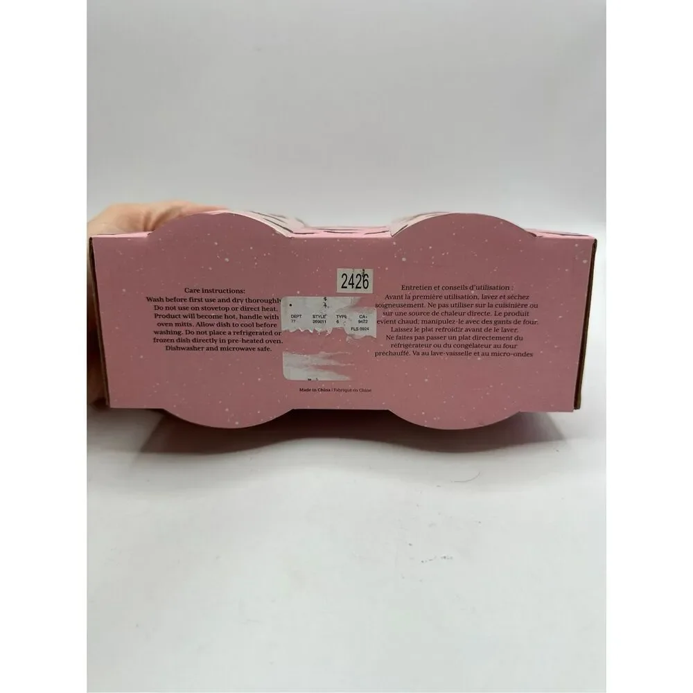 NIB Bake Shop Pink Black Bats Ramekins set of 4
